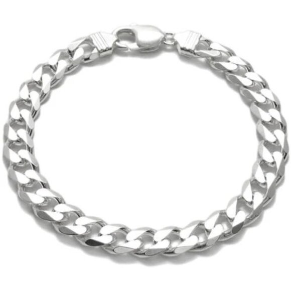CHARMING STERLING SILVER CUBAN LINK CHAIN BRACELET - 8 INCH - Picture 10 of 16